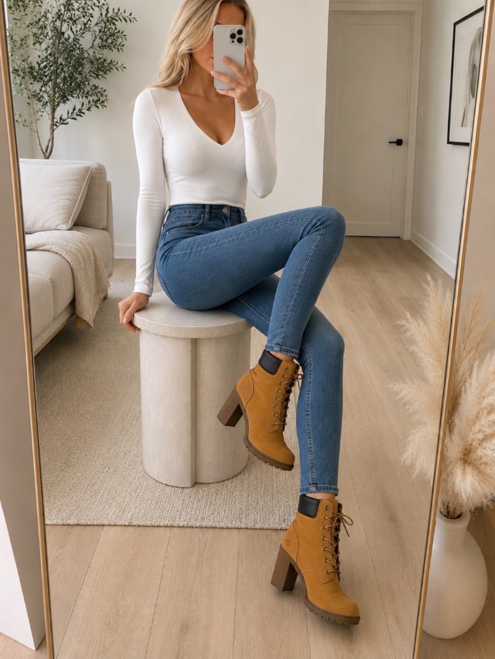 Timberland Wheat Nubuck Heeled Ankle Boots Size 6
